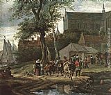 Salomon Van Ruysdael Famous Paintings - Tavern with May tree - detail